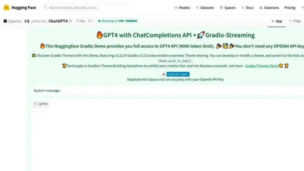 6 Méthodes Simples pour Accéder à ChatGPT-4 Gratuitement 3 Hugging Face