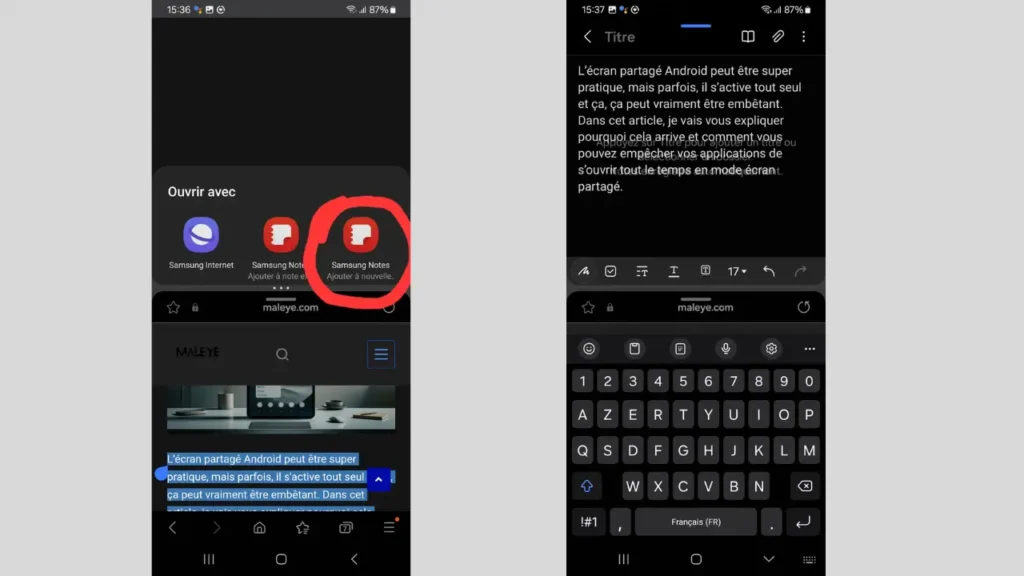 Comment Glisser-Déposer du Contenu d'une Appli à l'autre sur Android 14 3 Glisser-Déposer du Contenu android