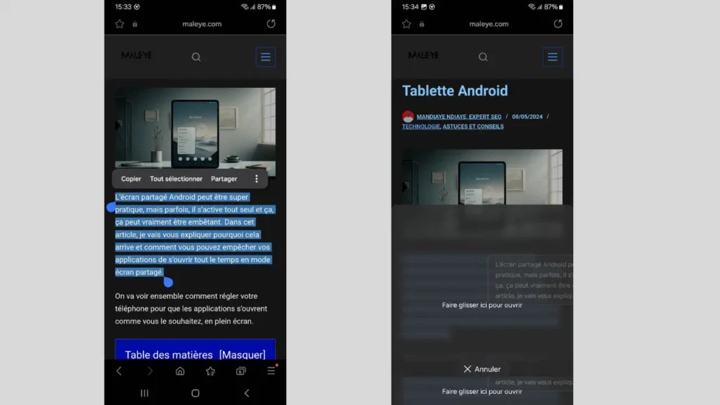 Comment Glisser-Déposer du Contenu d'une Appli à l'autre sur Android 14 2 Glisser-Déposer du Contenu android