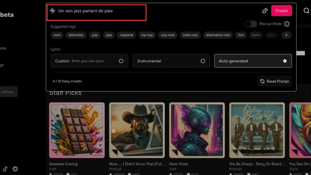 Comment Créer des Chansons Réalistes avec Udio AI 6 Choisir un prompt