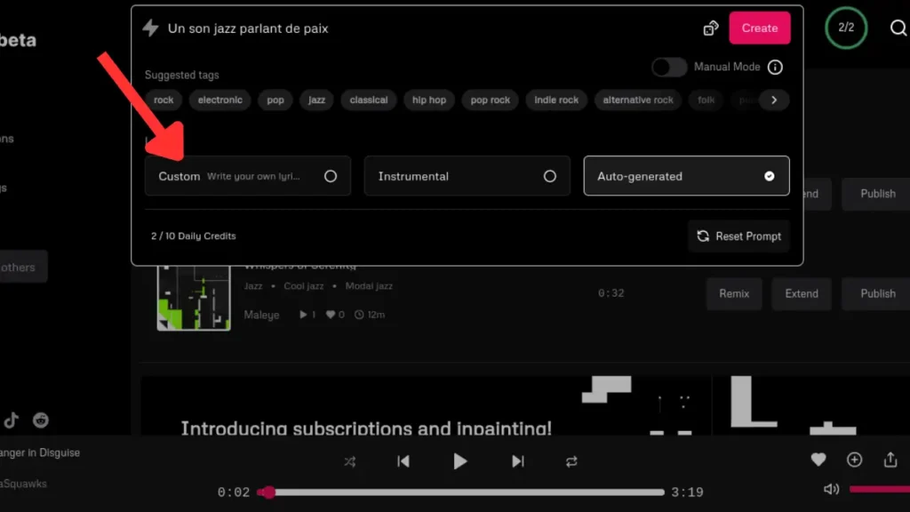Comment Créer des Chansons Réalistes avec Udio AI 7 Paroles automatiques ou personnalisées
