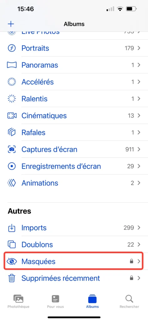 Comment Cacher des Photos personnelles sur votre Android ou iOS ? 16 Défilez jusqu'en bas et appuyez dans 'Masquer'