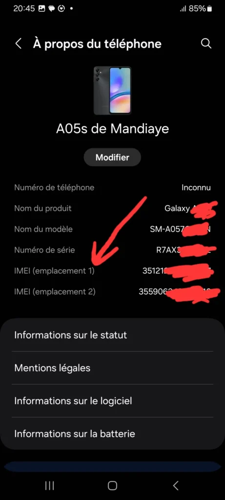Qu'est-ce qu'un Numéro IMEI ? Tout Savoir sur l'Identifiant Unique de Votre Téléphone 7 Faites défiler jusqu'à 'À propos du téléphone'