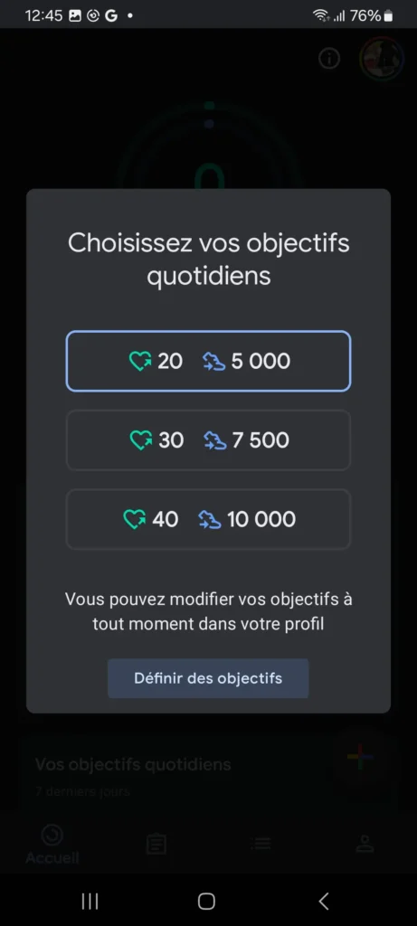 Comment Suivre ses Pas avec un simple Téléphone Android ? 7 Fixez vos objectifs