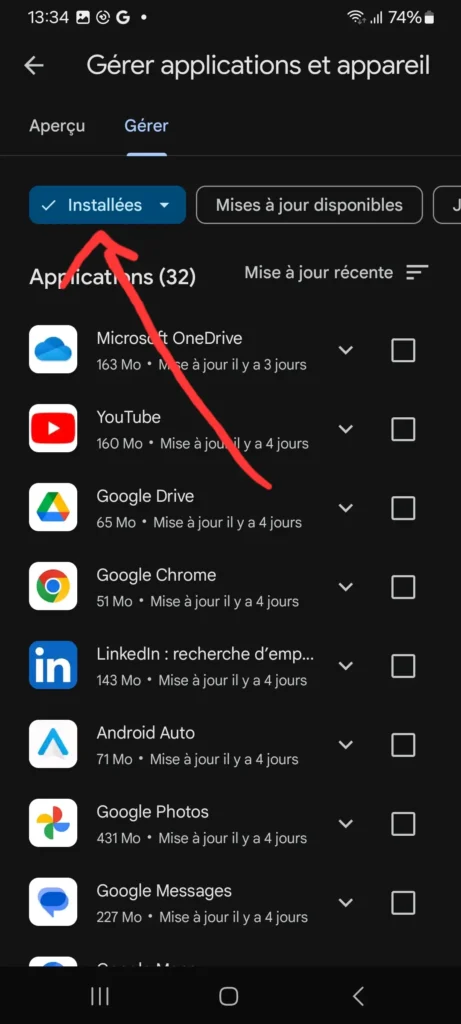 Comment Récupérer vos Applications et Jeux Supprimés sur Android 4 Allez dans l'onglet Gérer