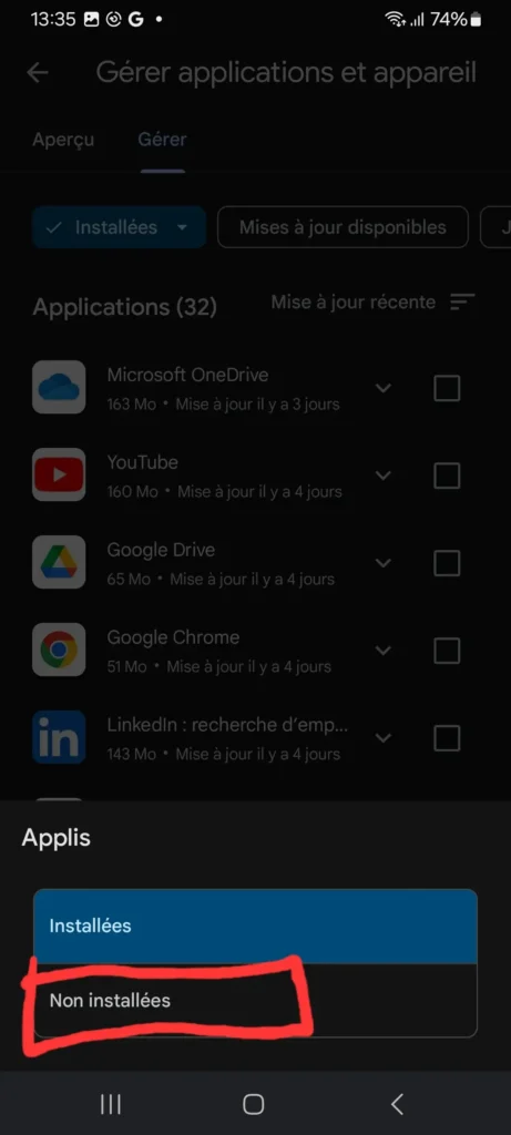 Comment Récupérer vos Applications et Jeux Supprimés sur Android 5 Allez dans l'onglet Gérer