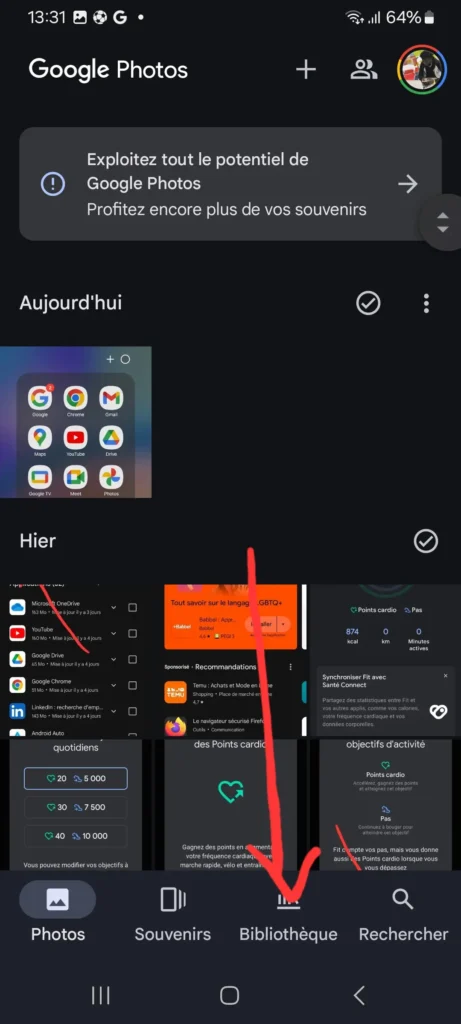 Comment Cacher des Photos personnelles sur votre Android ou iOS ? 3 Allez à l'onglet Bibliothèque