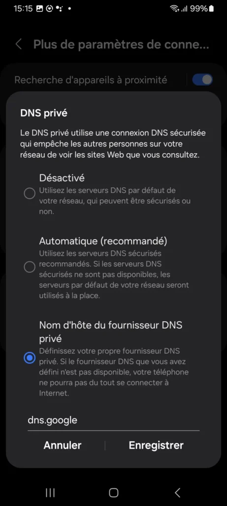 Comment faire en sorte qu'Android utilise le serveur DNS de votre choix ? 6 nom d'hôte du fournisseur DNS