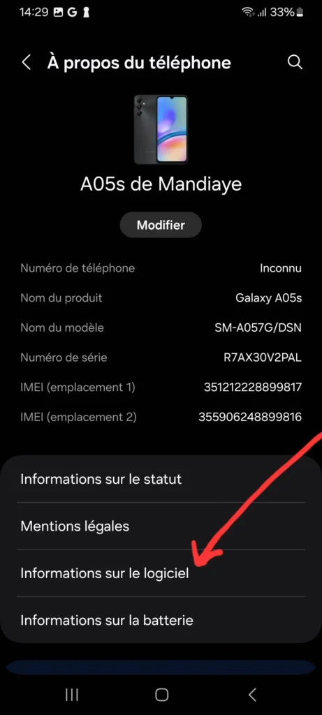 Comment Facilement Utiliser l'ADB sans Fil sur Android 3 Puis tapez sur "informations sur le logiciel"