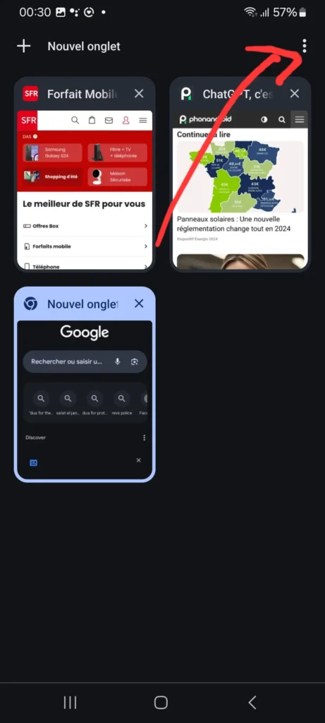 Comment Fermer tous le Onglets Chrome d'un coup ? 3 Appuyez sur les trois petits points en haut à droite