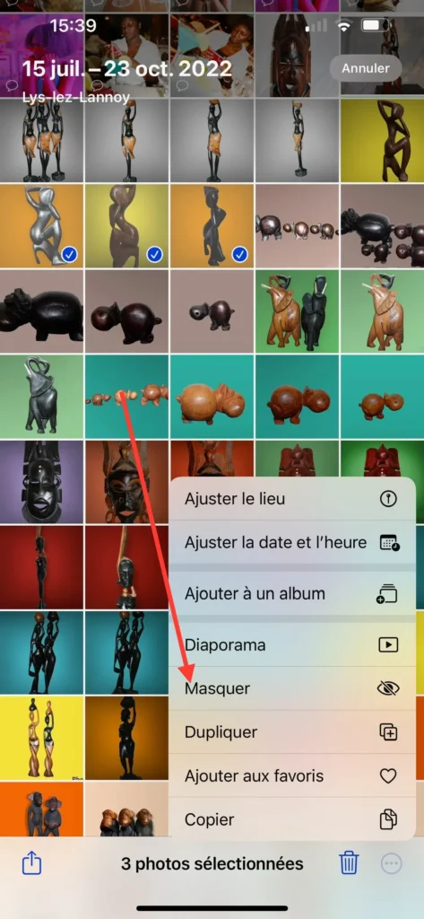 Comment Cacher des Photos personnelles sur votre Android ou iOS ? 14 Choisissez 'Masquer'