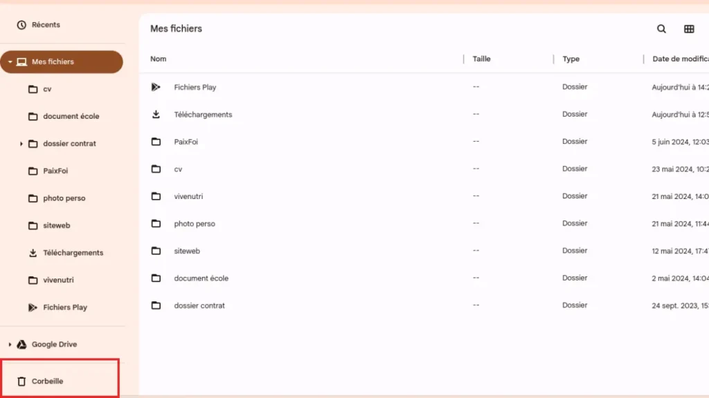 Comment Récupérer Facilement vos Fichiers Supprimés sur Chromebook 2 Naviguez jusqu'à la corbeille